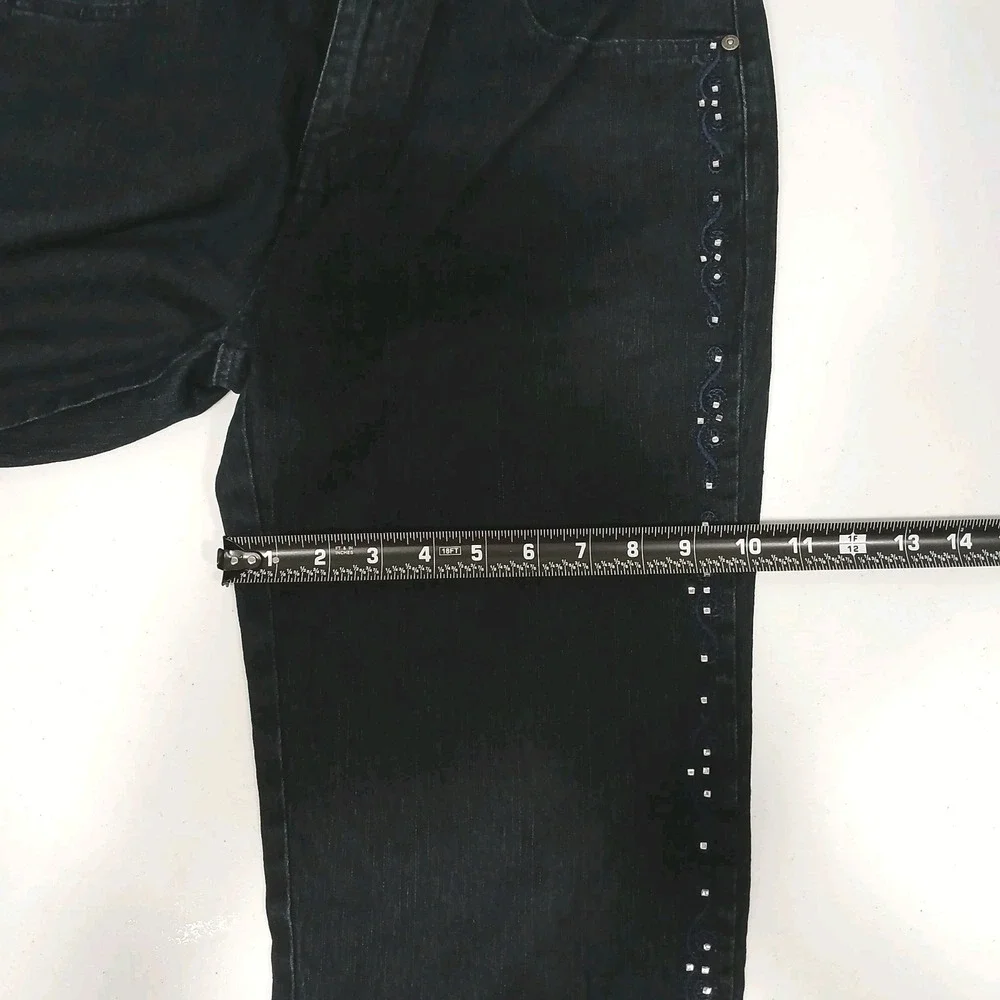 Cos Jeans Women's Mid Rise Straight Leg Blue‎ Denim Embellished Rhinestone Bling